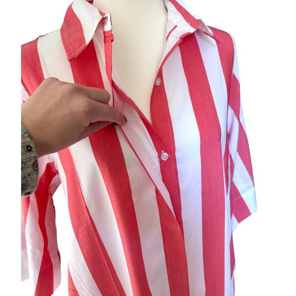 Atlantic pacific x lake marnie caftan red white stripe shirt dress XL - Picture 7 of 11